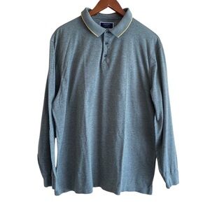 Charles Tyrwhitt Lyocell Cotton Long Sleeve Pique Polo Shirt Men XL Green Preppy
